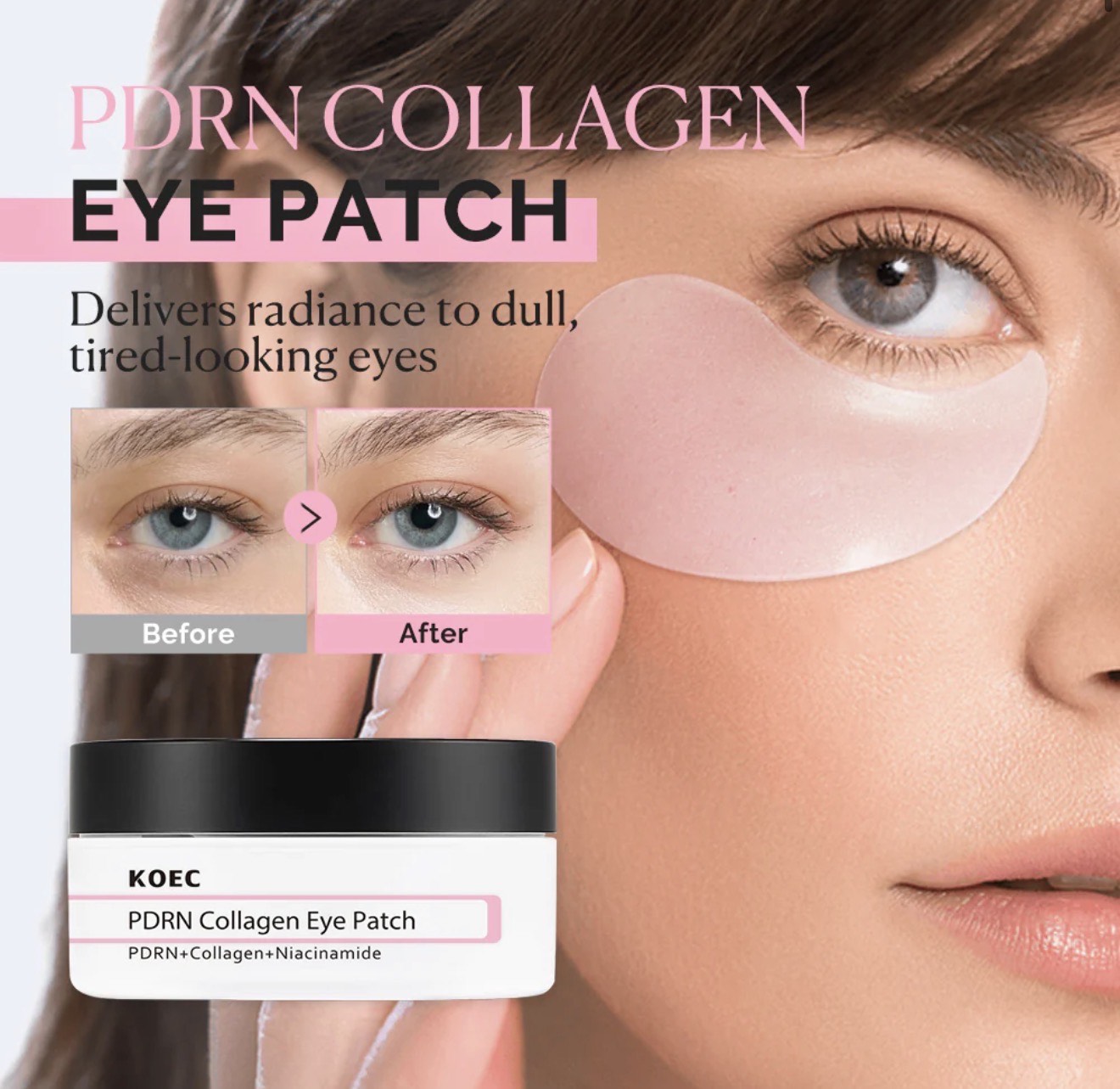 KOEC PDRN Collagen Eye Patch – 60 Hydrogel Patches for Under‑Eye Depuffing, Brightening & Fine‑Line Care - Image 3