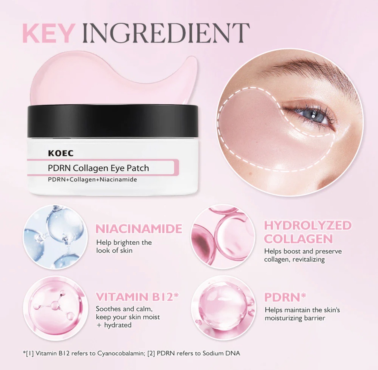 KOEC PDRN Collagen Eye Patch – 60 Hydrogel Patches for Under‑Eye Depuffing, Brightening & Fine‑Line Care - Image 4
