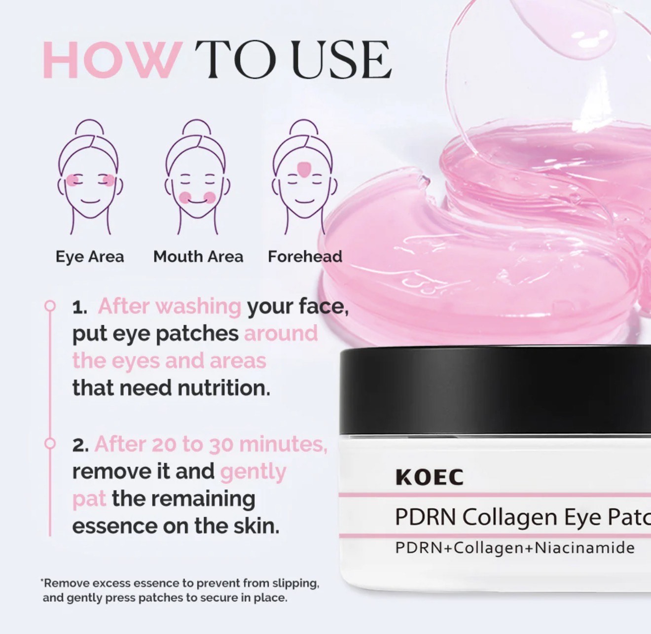 KOEC PDRN Collagen Eye Patch – 60 Hydrogel Patches for Under‑Eye Depuffing, Brightening & Fine‑Line Care - Image 5
