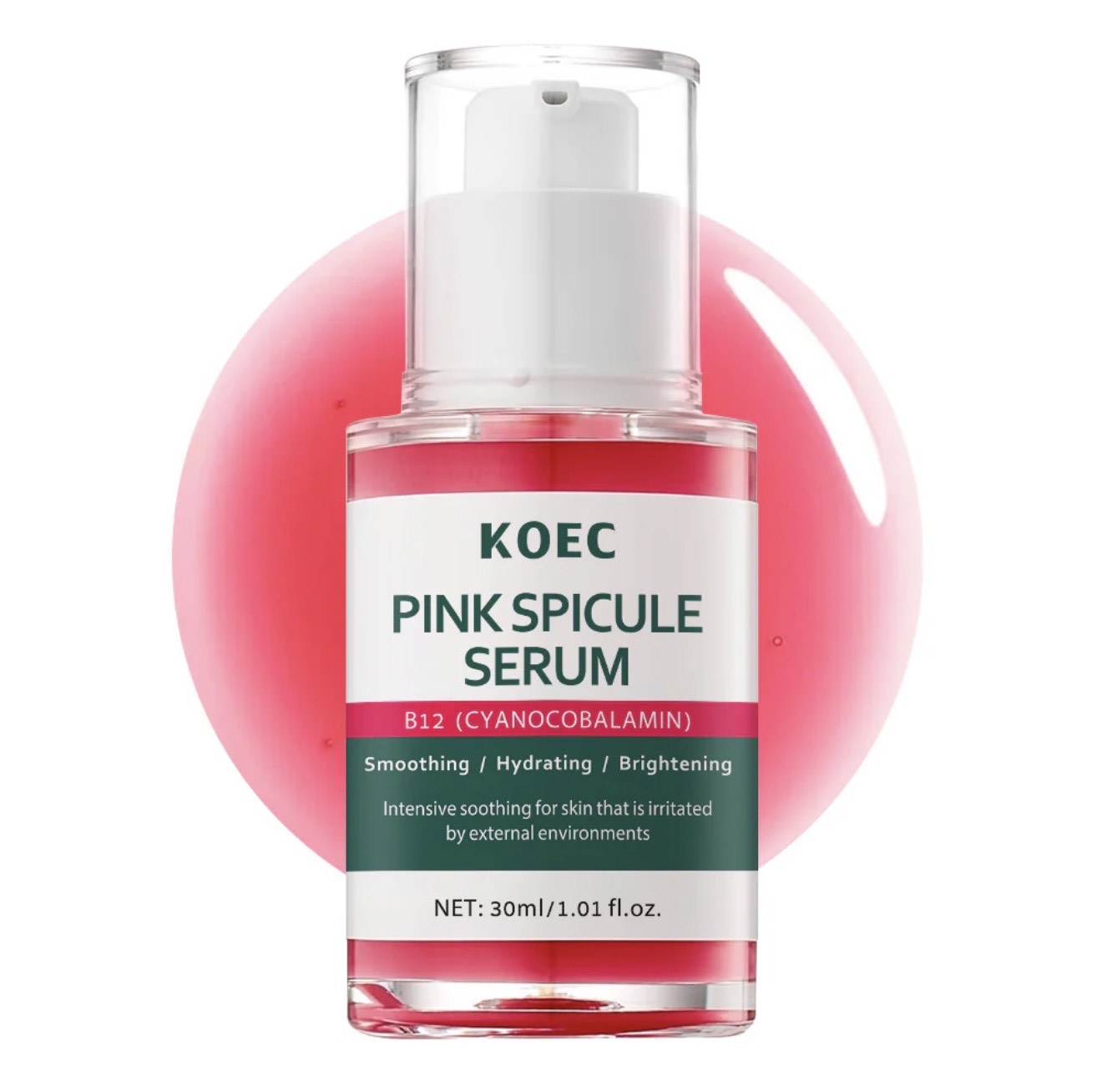 KOEC Pink Spicule Serum B12 – Vitamin B12 Facial Treatment for Dark Circles, Fine Lines & Puffiness (1.01 fl oz) - Image 2