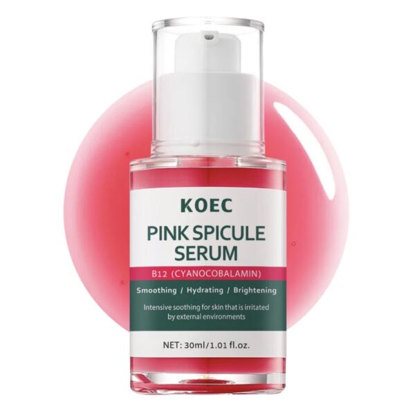 KOEC Pink Spicule Serum B12 – Vitamin B12 Facial Treatment for Dark Circles, Fine Lines & Puffiness (1.01 fl oz)