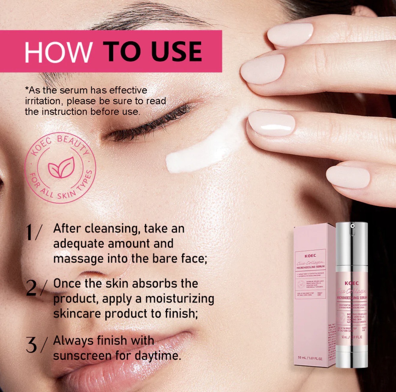 KOEC Cica Collagen Microneedling Serum – Repair & Radiance Booster with Niacinamide + Centella + Collagen - Image 4