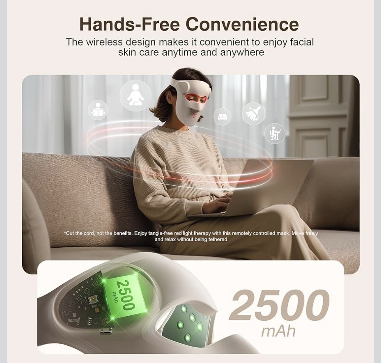 Beautizen 3D Wireless LED Light Therapy Face Mask – 7 Color Rejuvenation for Anti-Aging, Acne & Skin Renewal - Image 5