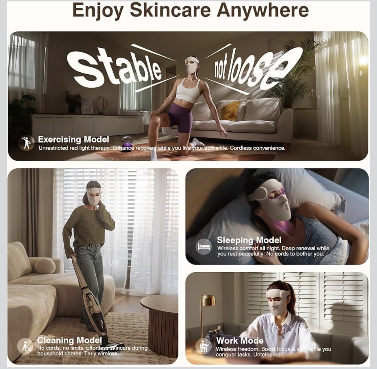 Beautizen 3D Wireless LED Light Therapy Face Mask – 7 Color Rejuvenation for Anti-Aging, Acne & Skin Renewal - Image 7