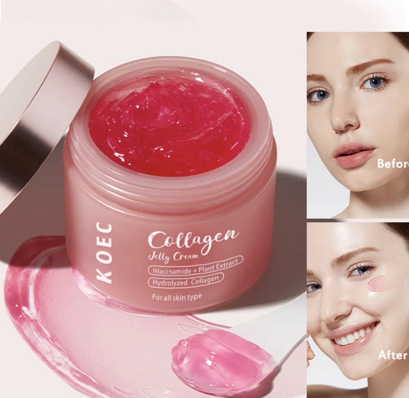 KOEC Collagen Jelly Cream – Hydrolyzed Collagen + Niacinamide Gel‑Moisturiser for Firming & Glow - Image 4