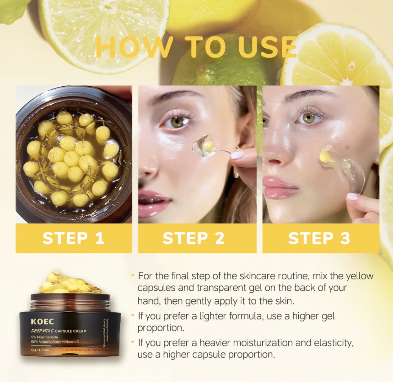 KOEC Deep Vita C Capsule Cream – Brightening & Hydrating Vitamin C Moisturizer | 50g - Image 4