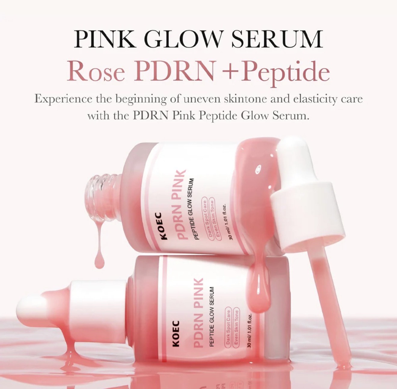 KOEC PDRN Pink Peptide Glow Serum – Brighten, Hydrate & Even Skin Tone | 30ml - Image 5