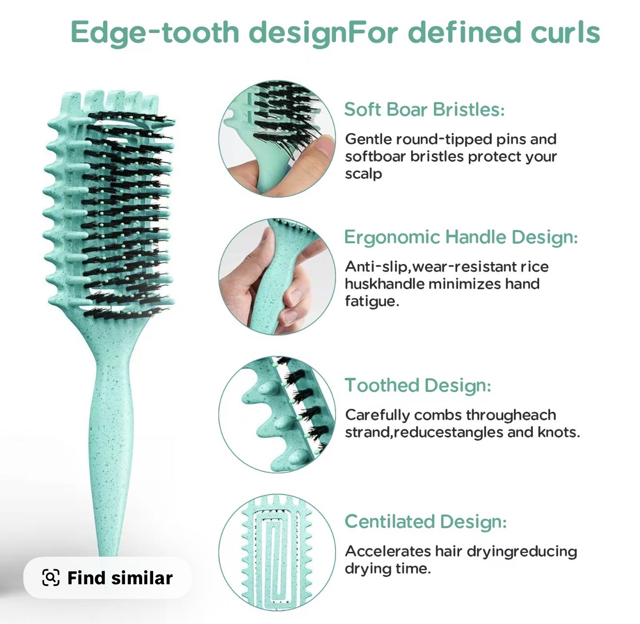 Curly Hair Styling Brush – Ventilated Barrel & Paddle Combo (Pink)OR (Blue) - Image 7